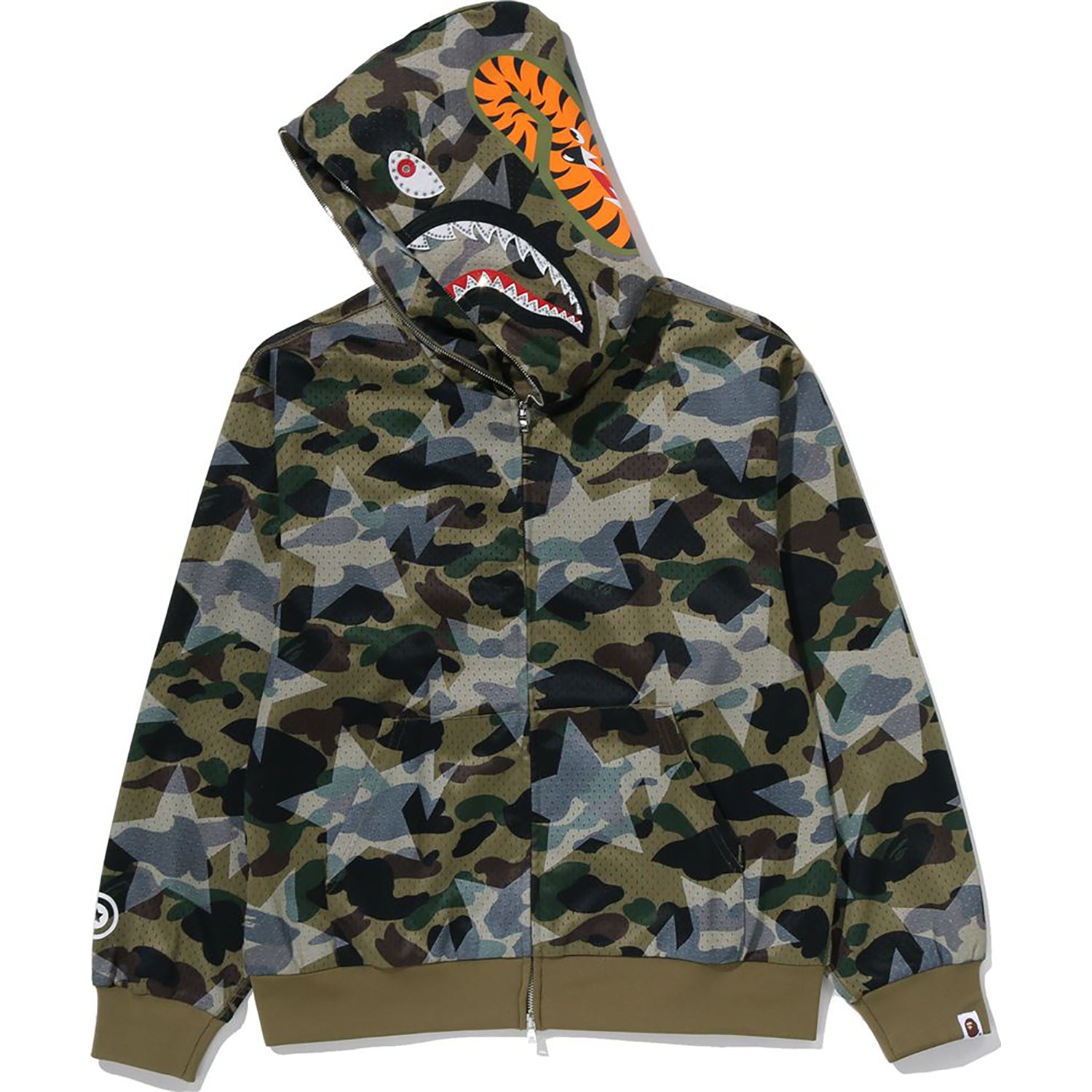 Alternative view of STA OVER PRINT 1ST CAMO MESH SHARK CROPPED FIT FULL ZIP HOODIE MENS